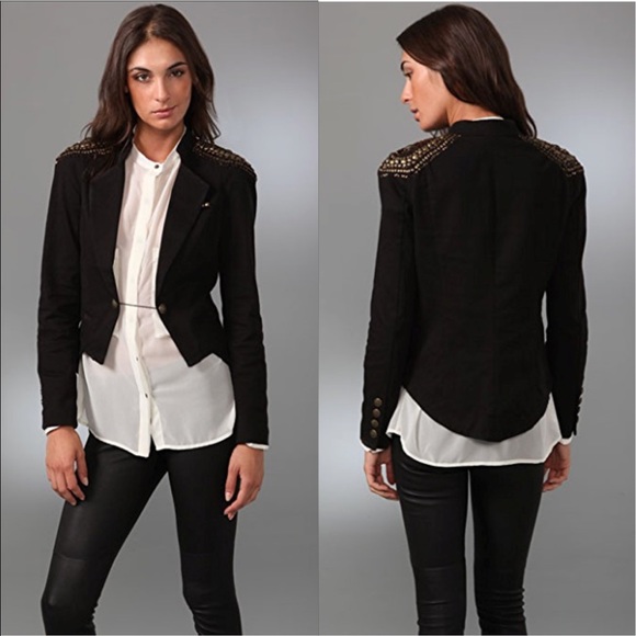 New LaROK Luxe corporal military embellished shoulder padded epaulette blazer
